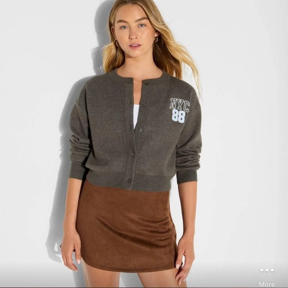 Women's Greyson/Threads NYC Teddy Bear Graphic Cardigan - Gray M, L & XXL - Picture 2 of 14